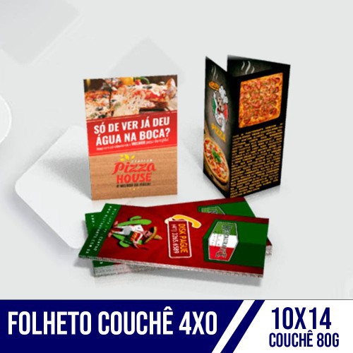 Folheto Couchê 80g 10x14 4x4 / 1 Mil 