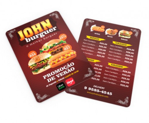 Cardápio em ps 1mm (Acima de 5 UNidades) Frente e Verso