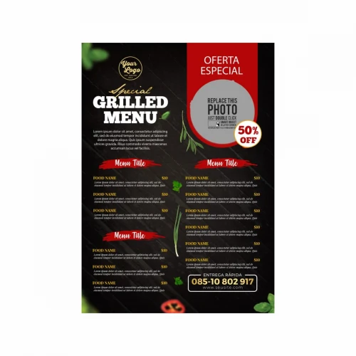 Cardápio em ps 1mm (Acima de 5 UNidades) - Frente