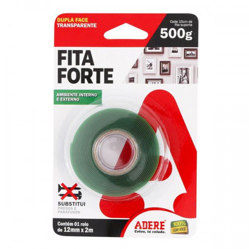 Fita Dupla Face Transparente Com 2Metros Adere