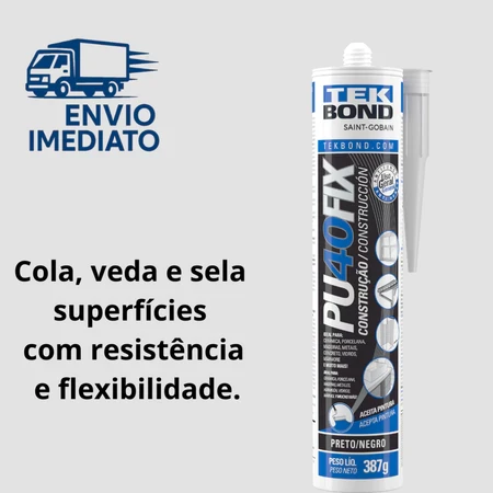 Adesivo Silicone PU 40 Fix Selante Preto 387G TekBond 