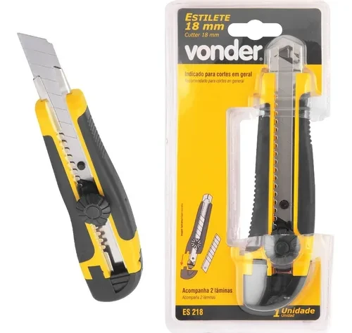 Estilete Profissional Emborrachado Trava 18mm Vonder
